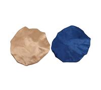 SHERCHPRY Bonnet De Nuit Satin Double Couche Élastique 2 Pièces Protection Cheveux Bouclés Bleu or Adapté Femmes Et Filles