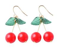 SHERCHPRY Boucles D'oreilles Cerises Pendantes Rétro en Acrylique Rouge Vif, Accessoires pour Oreilles Femme, Bijoux Légers pour Fête, Paire Unique Taille Moyenne