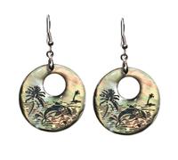 SHERCHPRY Boucles D'oreilles Coquillage Pendantes En Coquille D'ormeau Pour Femme Bijoux En Alliage Design Naturel Et Solide Pour Occasions Spéciales Style Élégant