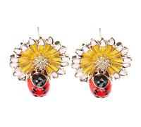 SHERCHPRY Boucles Oreilles Marguerite Petite Rouge pour Femme Bijoux Fantaisie Fleur du Jour Oreillons