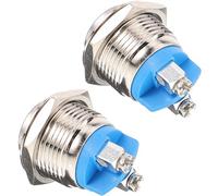 SHERCHPRY Bouton de Sonnerie Facile à Installer, Pack de 2 Pièces Rond en Métal Argenté, Auto-réarmement pour Sonnette de Porte Filaire