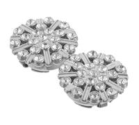 SHERCHPRY Boutons de Manchette Femme à Cristaux Argentés, Alliage Élégant | Clip Amovible, Fermoir Précis, Style Classique et Scintillant, pour Invités de Mariage, Tenues Professionnelles
