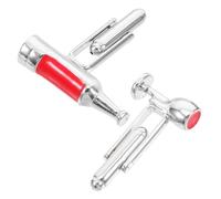SHERCHPRY Boutons de Manchette Homme en Alliage Rouge, Forme Bouteille de Vin et Verre, Finition Polie Fine, Confortables pour Tenue Business Chic,