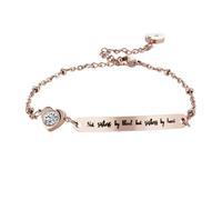 SHERCHPRY Bracelet Acier Inoxydable avec Lettre Not By Blood But By Heart pour Femme Bague Élegante Ajustable Rose Doré