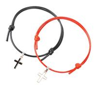 SHERCHPRY Bracelet Croisé en Cordon Ciré Noir et Rouge Paire de Bracelets de Couple Unisexes Faits Main Bijoux D’Amitié Légers pour Usage Quotidien et Présents Romantiques