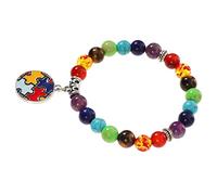 SHERCHPRY Bracelet De Yoga En Perles Naturelles Colorées Pendentif Ruban Cœur Garçon Et Filles, Confortable Et Résistant à L'usure, Pour Fille, Usage Quotidien Et Contemplation, Taille Ronde