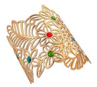 SHERCHPRY Bracelet Manchette Ethnique Ouvert en Métal à Motif Feuilles et Fleurs, Réglable, Bijou pour Femme, Style Tribal, Porté Poignet, Taille Adaptable, Léger et Décoratif