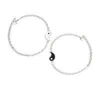 SHERCHPRY Bracelets de Couple Yin Yang en Acier Inoxydable, 1 Paire Assortie Unisexe, Bijoux pour Relations à Distance, Présent Amitié et Amour, Style Tai Chi Polyvalent, Résistants