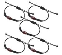 SHERCHPRY Bracelets de Rugby et Baseball Tissés en Polyester Réglables, Lot de 5 Pièces, Unisexes, Accessoires Sports pour Supporters et Usage Quotidien