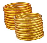 SHERCHPRY Bracelets en Gelée Pailletés 18 Pcs, Silicone Souple Doré Clair et Or, Bracelets Vintage Mode Femme Fille, Légers, Accessoire Présent Fête et Soirée