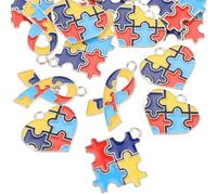 SHERCHPRY Breloques Pendentifs Puzzle Autisme en Alliage, Lot de 24 Pièces