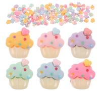 SHERCHPRY Breloques Plates en Résine Mini Cupcakes 100 Pcs Ornements pour Loisirs Créatifs Accessoires pour Pinces à Cheveux Décorations DIY pour Bijoux et Barrettes Motifs Dessin