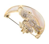 SHERCHPRY Broche Licorne en Métal avec Coquillage Naturel et Zircon Épingle Décorative Légère et Élégante Accessoire Polyvalent pour Femme et Homme pour Mariage Fête et Usage Quotidien