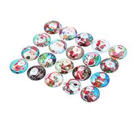 SHERCHPRY Cabochons en Verre à Dos Plat Noël 12 MM 60 Pièces Patchs Pierres Précieuses Rondes Autocollants Cristal pour Création Bijoux Pendentifs Bracelets Boucles D’Oreilles Décoration