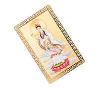 SHERCHPRY Carte Amulette Feng Shui Kwan Yin Dorée Traditionnelle en Métal Compacte Légère pour Protection Spirituelle et Bénédiction, Accessoire Porte-Feuille Féminin Usage Quotidien