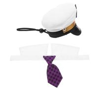 SHERCHPRY Chapeau de Capitaine Brodé pour Chien Cravate Ajustable en Polyester, Accessoire Décoratif et Amusant pour Fêtes et Célébrations d'animaux