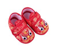 SHERCHPRY Chaussures Brodées Bébé 0-12 Mois Souples et Respirantes Semelle Antidérapante Rouge Taille 11 Motifs Tête de Tigre Adorables et Confortables pour Débuts de Marche