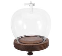 SHERCHPRY Cloche Décorative en Verre avec Socle en Bois Marron, Protection la Poussière, Utilisation Polyvalente pour Décoration de Printemps et Nouvel an