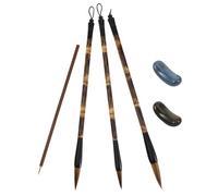 SHERCHPRY Coffret Pinceaux de Calligraphie Chinoise à Poils Fins Tige Aluminium Légère Pinceaux d'Écriture pour Débutants Ensemble Polyvalent pour École et Entraînement Artistique