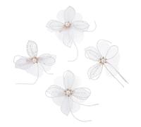 SHERCHPRY Coiffe de Mariée Chic en Alliage Blanc Perles et Diamants, Épingle à Cheveux Fleur Élégante pour Mariage et Fête Plage, 1 Set Pratique