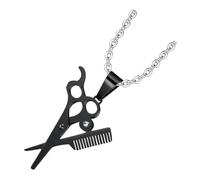 SHERCHPRY Collier Homme Pendentif Ciseaux Peigne Acier Inoxydable Titanium Résistant Style Hip Hop Punk Pour Barbier Et Fêtes