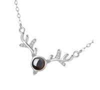 SHERCHPRY Collier Pendentif de Bois de Cerf Blanc Chaîne de Clavicule Artisanale Réglable Ornement de Cou Adorable pour Femme Bijou Romantique pour Saint-Valentin et Usage Quotidien