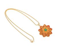 SHERCHPRY Collier Pendentif Fleur de Lotus Vintage en Laiton Émaillé Doré, Bijoux Ethniques pour Femmes, Bijou Artisanal Filigrane, Soirée et Cérémonie