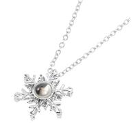 SHERCHPRY Collier Pendentif Flocon de Neige Argenté, Collier de Projection « je T’aime » en 100 Langues, Bijou pour Femme, Présent Saint-valentin et Mariage, Petite Amie