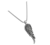 SHERCHPRY Collier Pendentif Homme Plume Vintage Acier Titane Chaîne Pull Mode avec Aile Ange Bijou Unique pour Fête et Cadeau