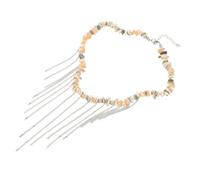 SHERCHPRY Collier Ras Cou Femme Coquillage Irrégulier avec Pendentif Pompon Ajustable Collier Perlé Bord de Mer Chaîne Clavicule Élégante pour