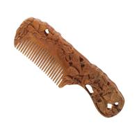 SHERCHPRY Compact Bois De Santal Double Face à Dents Fines Pour Massage Du Chevelu Accessoire Portable Décoratif Pour Démêlage Et Soin Des Cheveux Motif Et Fleurs Élégant