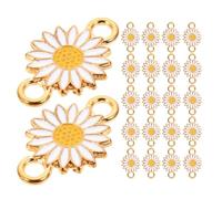 SHERCHPRY Connecteurs Breloques Marguerite en Alliage Blanc Double Trou 25 Pièces pour Création Bijoux DIY Pendentifs Décoratifs Floraux Accessoires pour Bracelets et Boucles D’Oreilles
