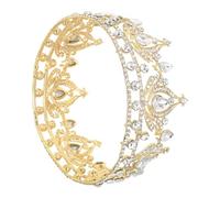 SHERCHPRY Couronne de Reine en Alliage Cristal Diadème de Mariée Doré N°1 Accessoire Coiffure pour Cérémonie Tiare Princesse Élégante pour Bal Fête Costumée et Photo Souvenir