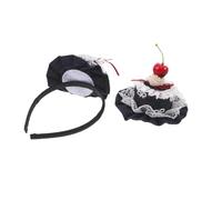 SHERCHPRY Ensemble 2 Pièces Accessoires Cheveux Fille - Mini Pinces Gâteau D'anniversaire en Denim Serrage-tête Cerise, Bandeaux Festifs pour Fêtes D'anniversaire, Accessoires Coiffure