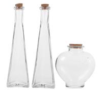 SHERCHPRY Ensemble de 3 Bouteilles en Verre pour Ceremonie du Sable Mariage, Décoratives de Cœur et Prismatique, pour DIY et Ranger Petits Objets