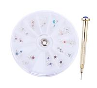 SHERCHPRY Ensemble Pendentifs Nail Art 24 Pièces Breloques Pour Ongles Outil De Perçage Manuel Alliage Compact Nail Art Professionnel Et Amateur Décoration Manucure Portable