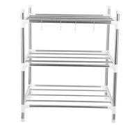 SHERCHPRY Étagère de Rangement Cuisine Multifonction Grosse Capacité à Trois Niveaux en Acier Inoxydable Design Élégant pour Appartements et Petits Espaces