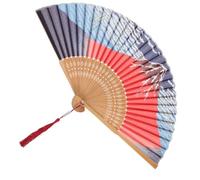 SHERCHPRY Éventail À Main Pliable En Bambou Et Soie, Style Japonais Avec Mont Fuji Rouge, Accessoire Décoratif Pour Femmes, Pour Voyages Et Fêtes