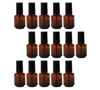 SHERCHPRY Flacons de Vernis à Ongles Vides en Verre Teinté Café 8 Ml, Lot de 15 Pièces avec Pinceau Intégré, Bouteilles Rechargeables pour Nail Art DIY et Retouche, Flacons Étanches