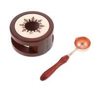 SHERCHPRY Four à Cire à Cacheter en Bois Réutilisable et Facile à Utiliser Kit de 2 Pièces avec Cuillère de Fusion pour Enveloppes et Décoration DIY Créative