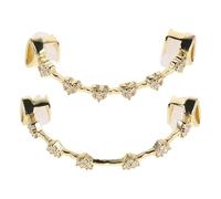 SHERCHPRY Grillz Plaqué Or avec Pierres Décoratives Dentaires Plates pour Cosplay et Soirée Accessoire de Costume et Décoration