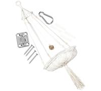 SHERCHPRY Hamac pour Chat Suspendu Beige, Style Bohème Tressé à Main | Corde Coton, Anneau Suspendre, Forme Ronde, Usage Intérieur, Décor Salon, pour Petits Animaux