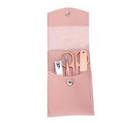 SHERCHPRY Kit De Coupe-ongles 4 Pièces En Acier Inoxydable Rose Doré Avec Lime, Pince à Épiler Et Ciseaux, Ensemble Manucure Pédicure Portable Pour Maison Et Voyage Avec Étui Pu