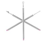 SHERCHPRY Kit de Manucure Professionnel avec 3 Repousse-cuticules Double Face en Métal Effet Miroir, 6 Pierres à Limer, Pochette Pvc Portable - Outils de Soin des Ongles Doux pour Nail Art