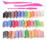 SHERCHPRY Kit de Pâte à Modeler à Séchage à L'air 36 Pièces pour Garçon et Filles, Argile Légère aux Couleurs Vives, Kit de Modelage DIY Outils Arrondis, pour Activités Manuelles et