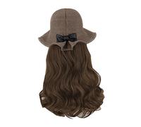 SHERCHPRY Long Curly Wig Hair Extensions Fisherman Hat Synthetic Hairpiece for Women for Daily Wear Parties and Cosplay
