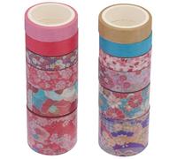 SHERCHPRY Lot de 12 Set de Rubans Adhésifs en Papier Décoratifs à Motifs pour Cahier, DIY Créatif, Couleurs Vives, Motifs Japonerie Sakura, pour Loisirs Créatifs et Décoration Artisanale