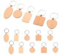 SHERCHPRY Lot de 15 Porte-Clés en Bois de Hêtre Vierges pour Bricolage Formes Variées Porte-Clés Personnalisables pour Décoration Accessoires Artisanaux Légers et Solide