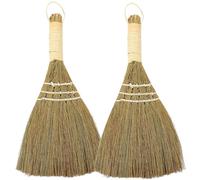 SHERCHPRY Lot de 2 balais en paille de riz - Brosse à main - Petit balai naturel - Pour l'intérieur et l'extérieur - Nettoyage des sols