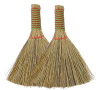 SHERCHPRY Lot de 2 balais en paille de riz - Brosse à main - Petit balai naturel - Pour l'intérieur et l'extérieur - Nettoyage des sols